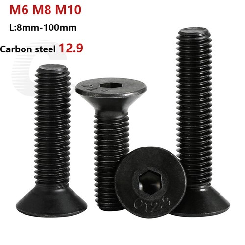 m8 12個 &m6 70個 M6 M8 M10 Black Grade 12.9 Flat Head Countersunk Hex Socket