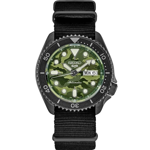 Pre-owned Seiko Srpj37 Watch For Men - 5 Sports - Automatic With Manual Winding Movement, In Black-srpj37