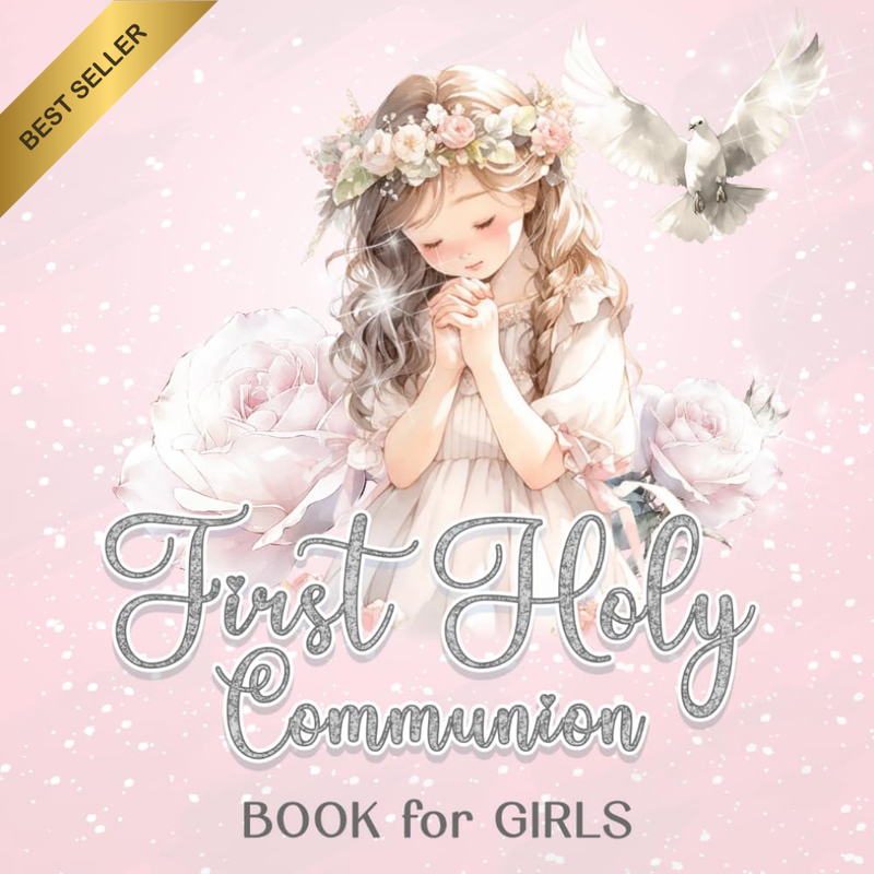 First Holy Communion Memory Book for Girls – Pink Keepsake Gift with Blessings &