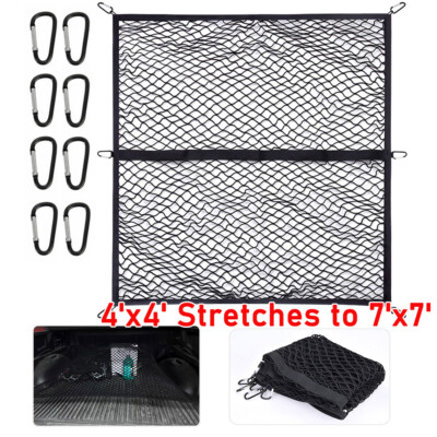 4FTx4FT Cargo Net For Pickup Truck Bed Heavy Mesh Organizer Stretches to 7*7feet