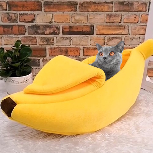 Banana Washable Warm House Pet Cat Sleep Bed Igloo Nest Kennel