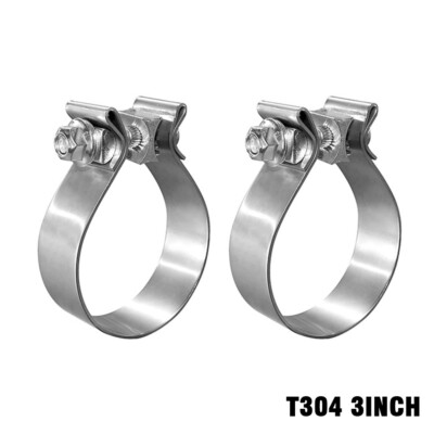 2Pcs 3 inch T304 Stainless Steel Narrow Band Clamp Muffler Exhaust Pipe Clamp