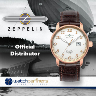 Pre-owned Zeppelin Count  Lz127 Auto Watch Big Date White Dial R/gold Case Swiss Eta 7652-5