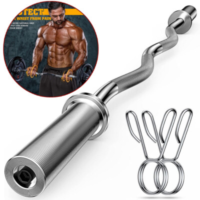 47'' Olympic Barbell Bar EZ Curl Bar Weight Lifting Bar Gym Strength Training