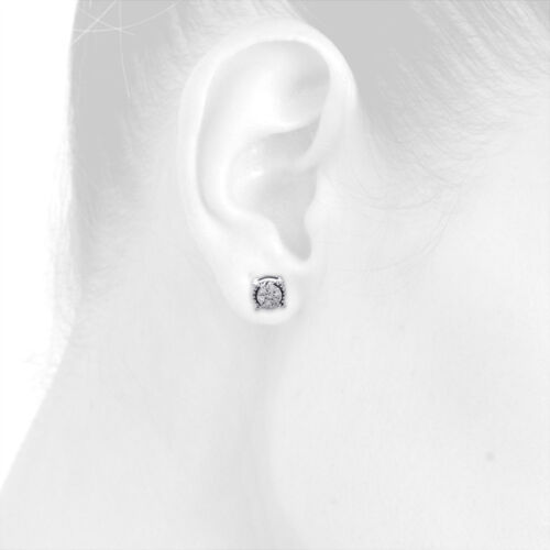 Pre-owned Jfl Diamonds & Timepieces 10k White Gold Round Diamond Cluster Studs 5.25mm Screw Back Earrings 1/10 Ct.