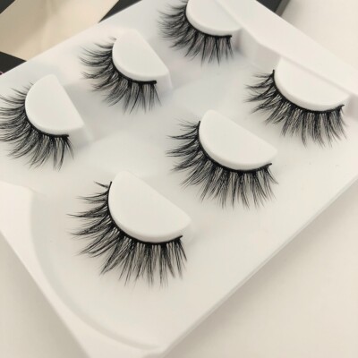 Natura Fashion 3 Pairs Real Mink Natural Long Thick False Eyelashes Strip Lashes