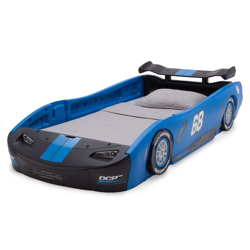 Kids Twin Bed Frame Race Car Toddler Boys Child Kid Platform Bedroom Furniture