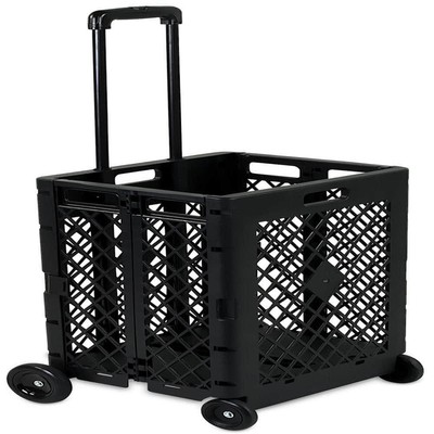 mount-it! Utility Cart 39'' Plastic Pre-Assembled Rolling Mesh w/ Wheels Black
