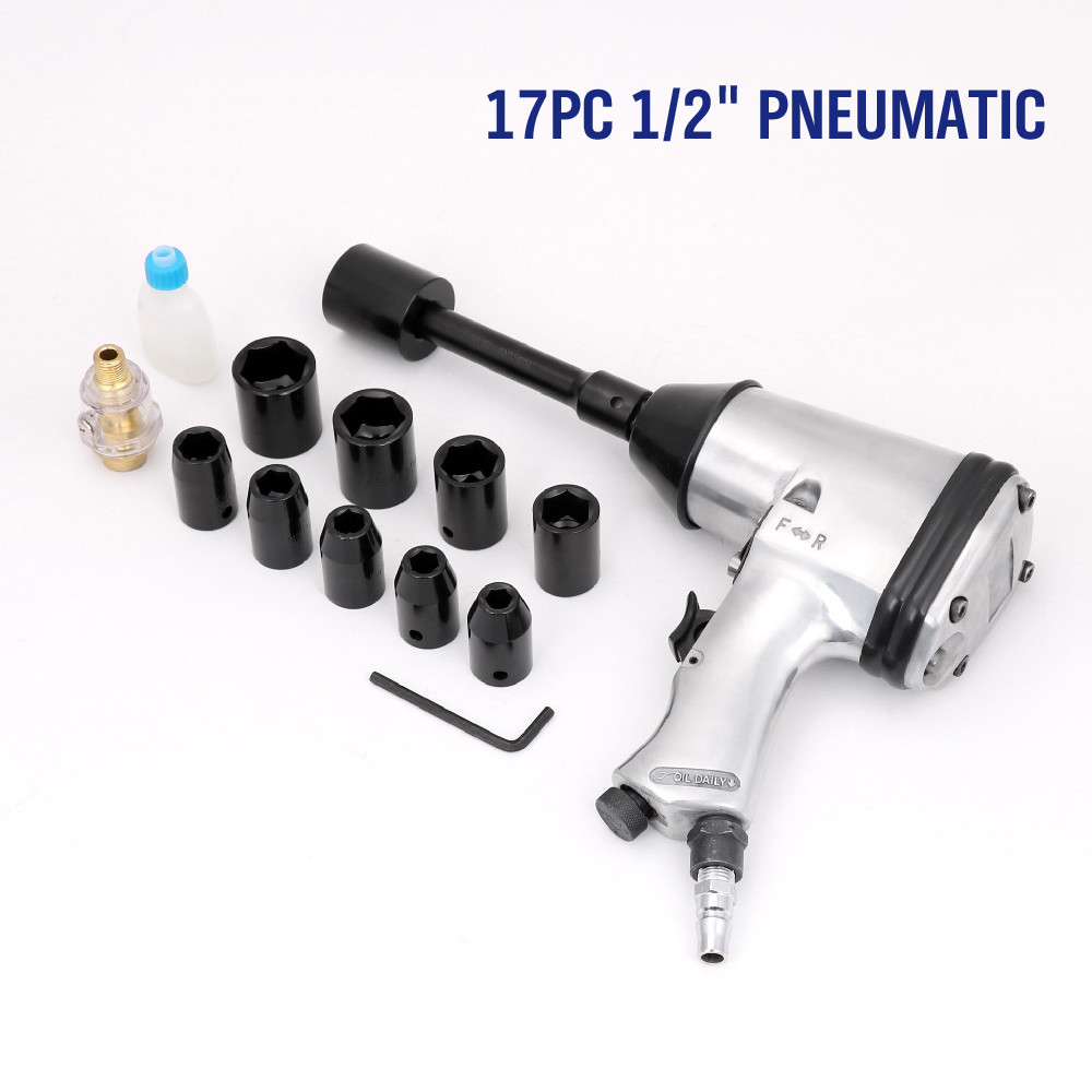 17Pc Air Impact Wrench Kit 1/2" Dr. Socket Set Rattle Gun Pneumatic