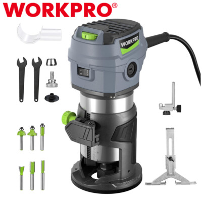 WORKPRO Compact Router Kit W/6 Variable Speeds 6.5Amp Corded Trimmer Router Tool