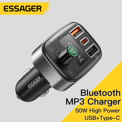 Bluetooth 5.0 Wireless Handsfree Car Kit FM Transmitter MP3 USB C Fast Charger