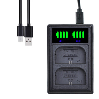 Dual Battery Charger for Canon LP-E6 LC-E6 EOS 5DS 5D Mark II III 6D 7D MarkII