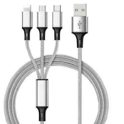 2Pack 3 in 1 USB Charging Cable Universal Multi Function Cell Phone Charger Cord