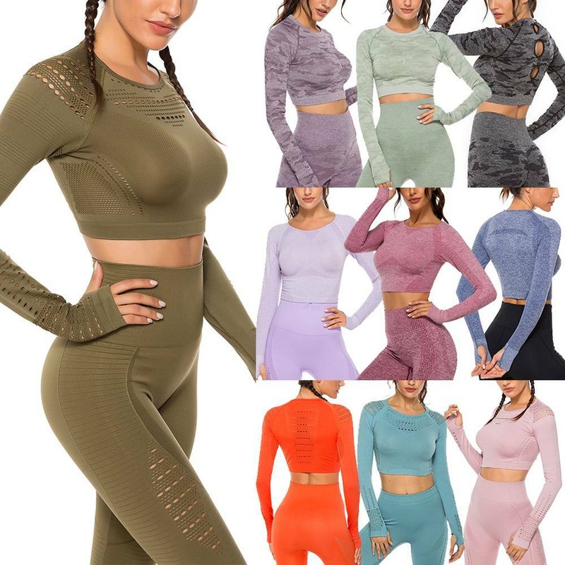 long sleeve yoga crop top