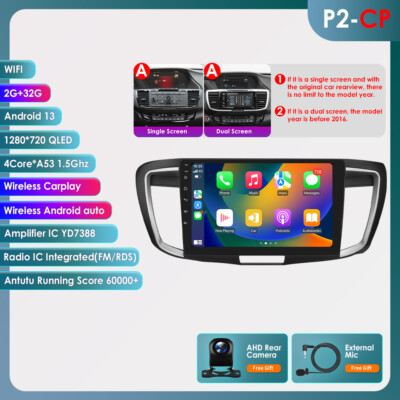 2+32 Android 13 Car Stereo Carplay Radio GPS SWC BT Fit Honda Accord 9 2013-2017