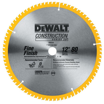 Miter Saw Blade, 80 Tooth, 12 Inch, 2 Pack, Stainless Steel (DW3128P5D80I)
