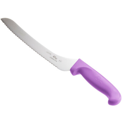 Choice 9'' Offset Serrated Edge Bread Knife with Purple Handle