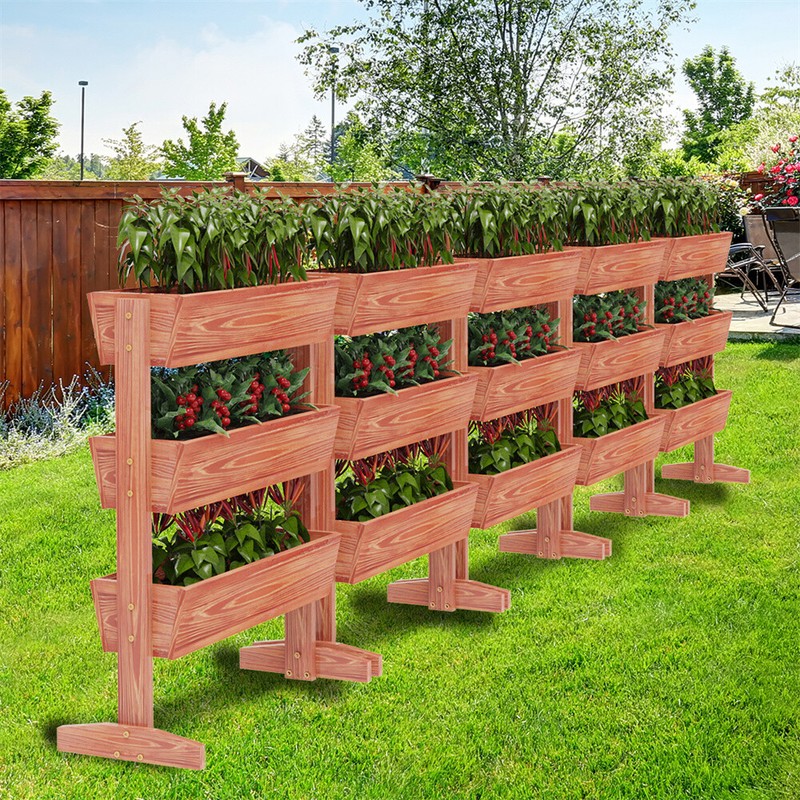 Vertical Raised Garden Bed Elevated Wood Horticulture Planter Box Stand