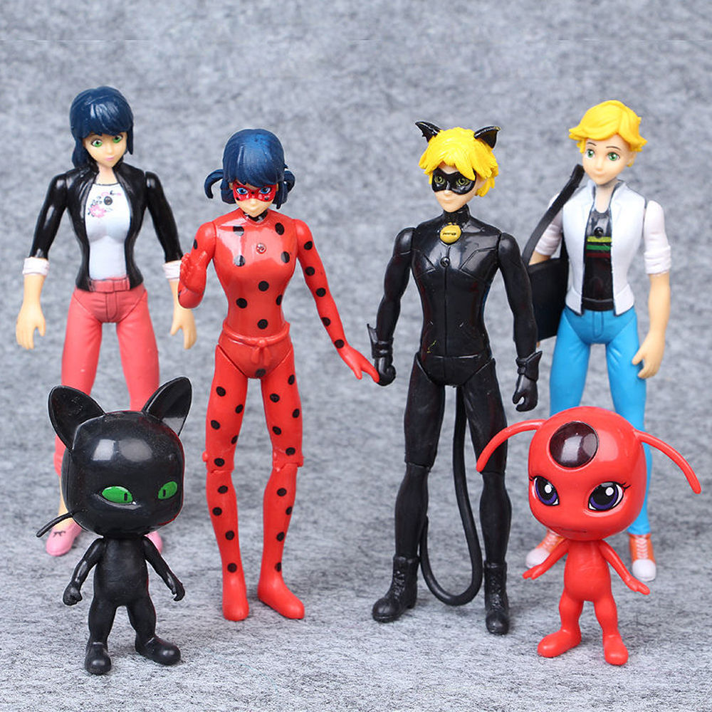 Figurines, statues 6PCS Miraculous Ladybug Action Figurines Doll Tikki