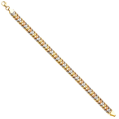 Pre-owned Wellingsale 14k Tri Color Gold Bracelet - 7.25"