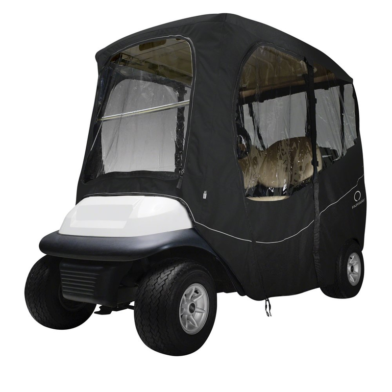 Golf Cart Cover 2 Passenger 68 Inch Roof Black Zippered Door