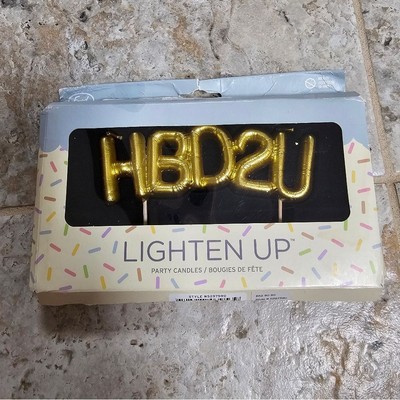 Fred Lighten Up Party Candles NEW HBD2U Gold