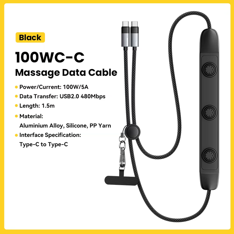 Massage USB C Cable PD100W Fast Charging for iPad Macbook iPhone 17 16 15 Type C
