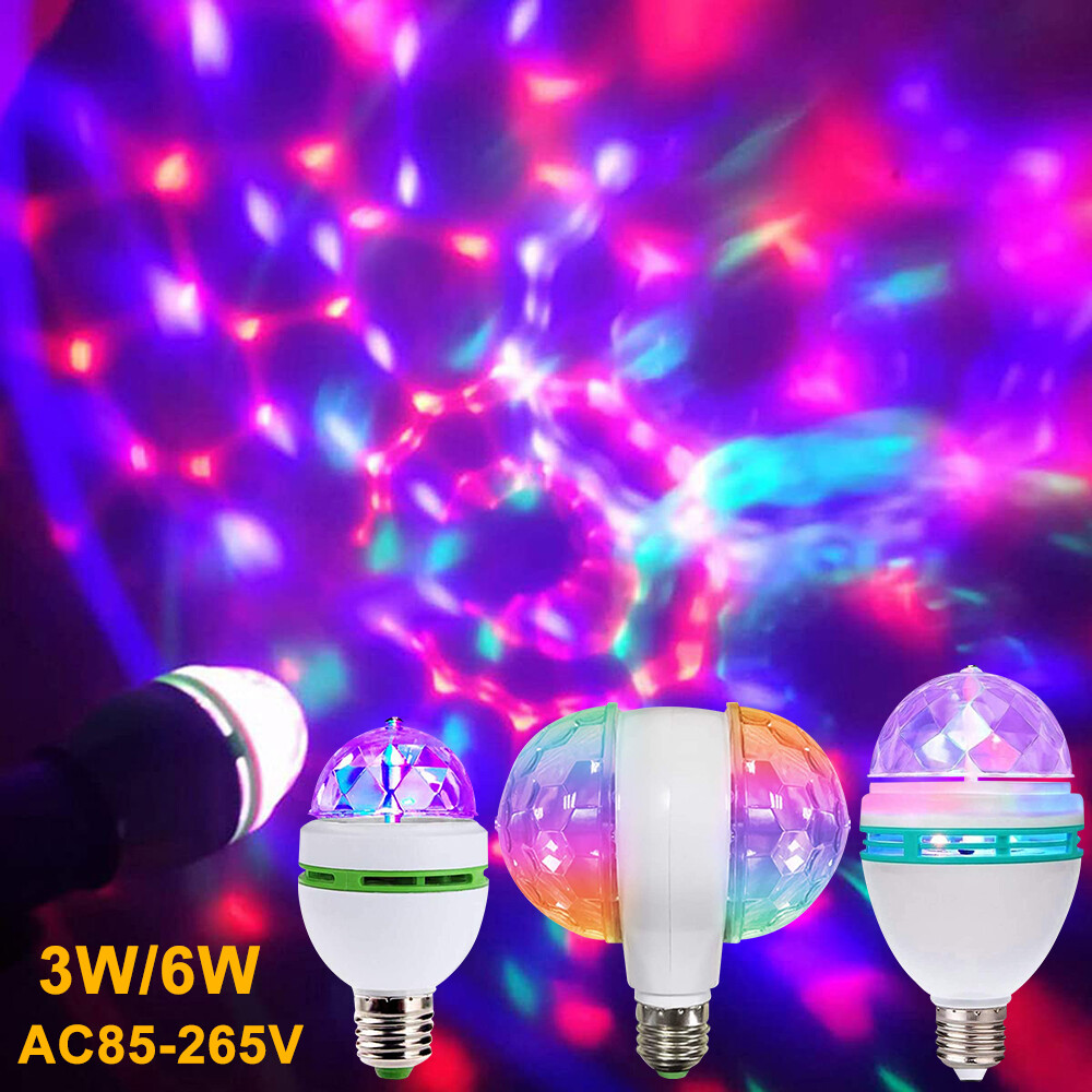 E26/27 AC85V-265V RGB Rotating LED Stage Light Bulb Party Lights Colorful Bulbs
