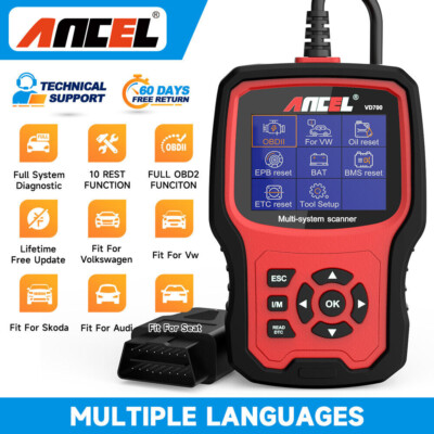 Ancel VD700 All System Oil ABS SRS DPF Auto OBD2 Diagnostic Scanner Code Reader 