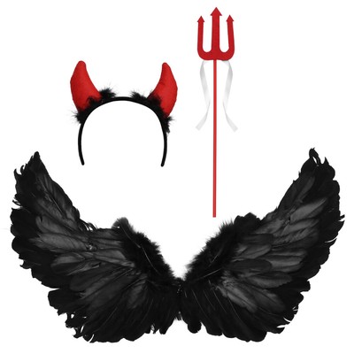 3 Pcs Wings Adult Angel Halloween Costume Show Triangle Fork Headwear