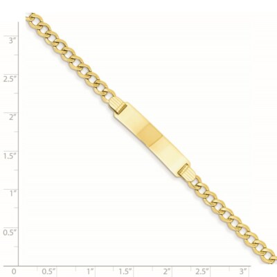 Pre-owned Skyjewelers Real 14kt Yellow Gold Semi-solid Curb Link 6.75mm Id Chain Bracelet; 8 Inch