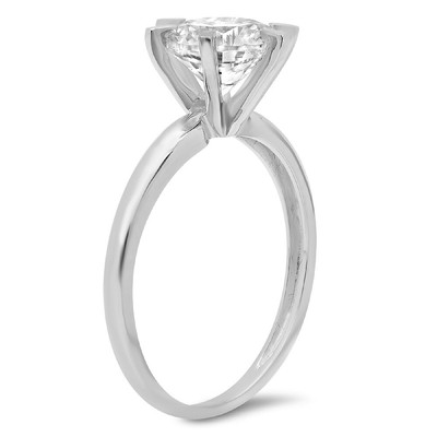 Pre-owned Pucci 3ct Round Synthetic Moissanite Engagement Wedding Promise Ring 14k White Gold In White/colorless