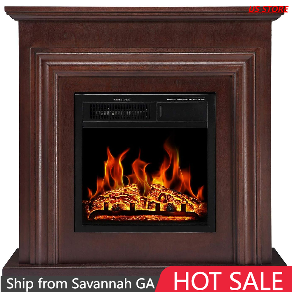 26.5'',with Mantel,brown,adjustable Realistic Flame From Ga