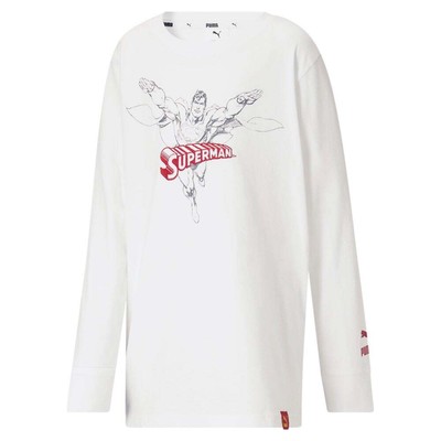 

Puma Jl X Graphic Crew Neck Long Sleeve Tshirt Youth Boys White Casual Tops 8585, Белый, Puma Jl X Graphic Crew Neck Long Sleeve TShirt Youth