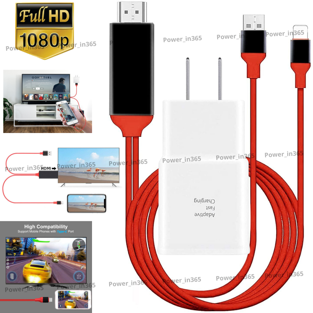 For iPhone 6 7 8 X 11 12 1080P HDMI Mirroring AV Cable Sync Cord TV HDTV Adapter