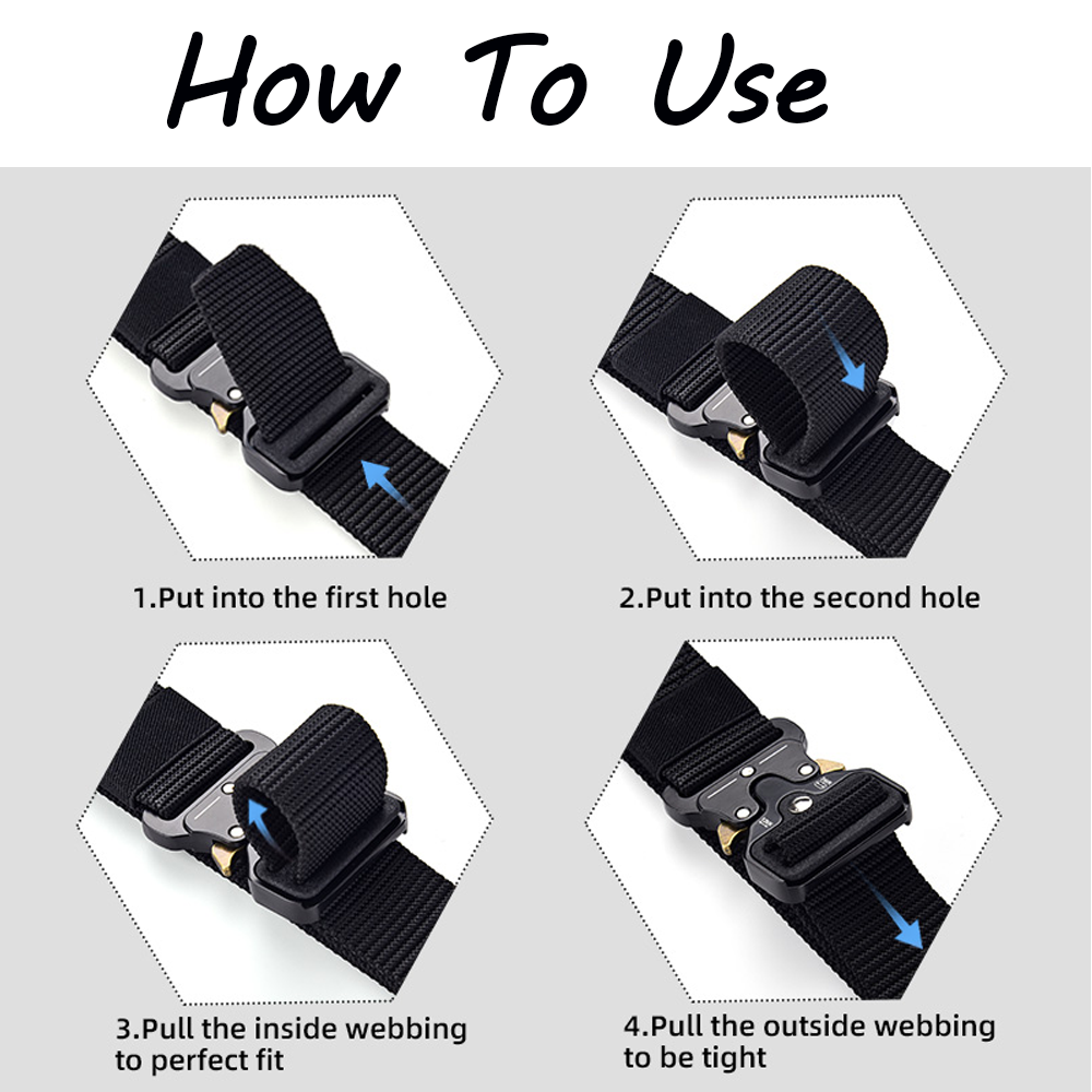 MEN Casual Military Tactical Belt Army Metal Adjustable Quick Release Waistband