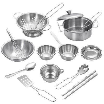  Kitchen Cooking Utensils Stainless Cookware Play Toy Toddler