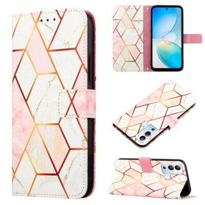 For Infinix Hot 12I X665 Case Leather Phone Protector Marble Cover Flip Wallet