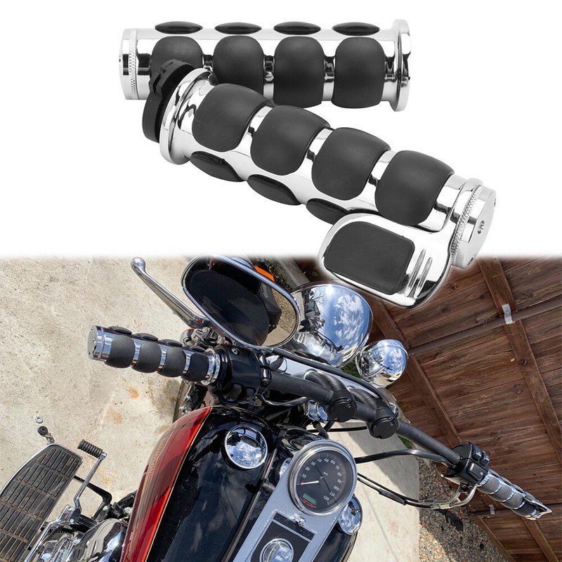 Motorcycle Chrome Handle Bar Hand Grip For Harley Davidson Softail Fatboy FLFB