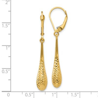 Pre-owned Skyjewelers Real 14kt Yellow Gold Diamond Cut Leverback Earrings