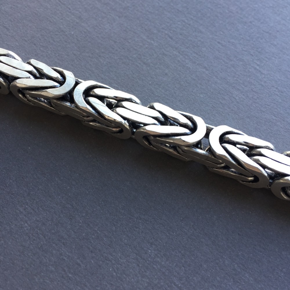 Pre-owned Handmade Mens Byzantine Oxidized Chain Necklace 925 Sterling Silver 8mm 222gr 24.01"