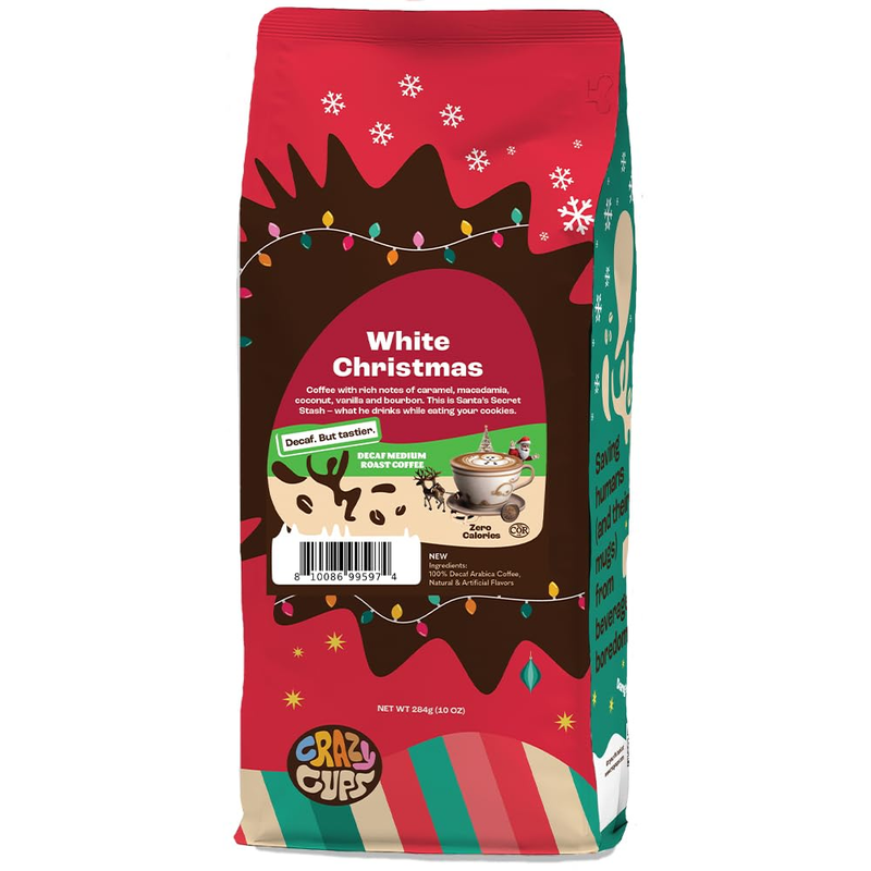 Flavored Ground Decaf Christmas Coffee, Decaffeinated White Christmas Coffee in