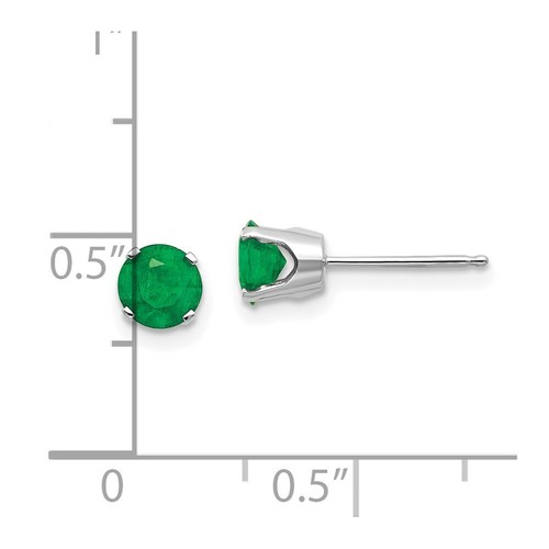 Pre-owned Goldia 14k White Gold 5mm Emerald Stud Earrings