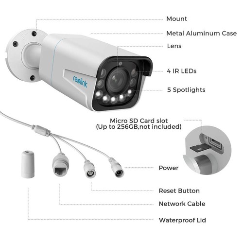 Reolink 4K POE IP Security Camera 5X Optical Zoom Person Vehicle Alerts RLC-811A