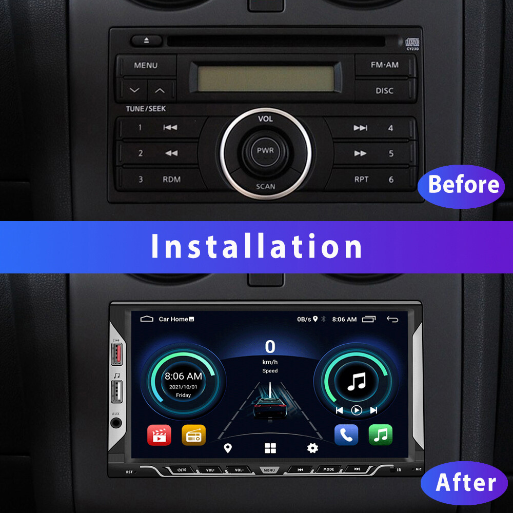 7" Double 2DIN Android 13 Car Stereo Apple Carplay GPS WIFI USB Bluetooth Radio