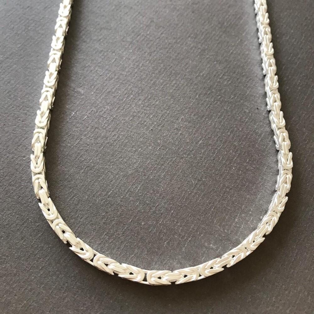 Pre-owned Handmade 26 Inch Mens Byzantine Viking Chain Necklace 4mm 59gr Real 925 Sterling Silver