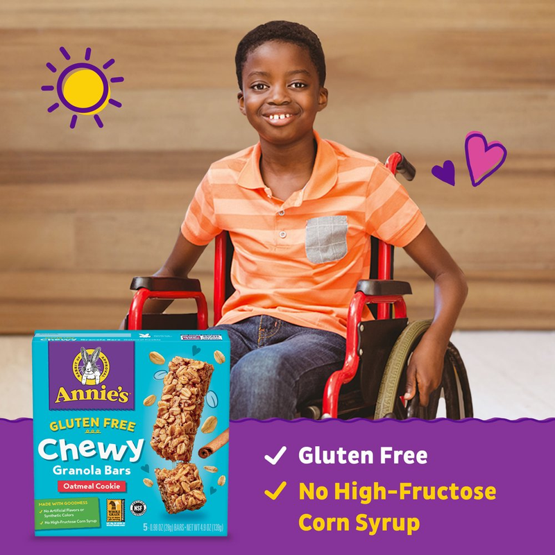 Annie'S Chewy Granola Bars Oatmeal Cookie Gluten Free 5 Ct 4.9 Oz.