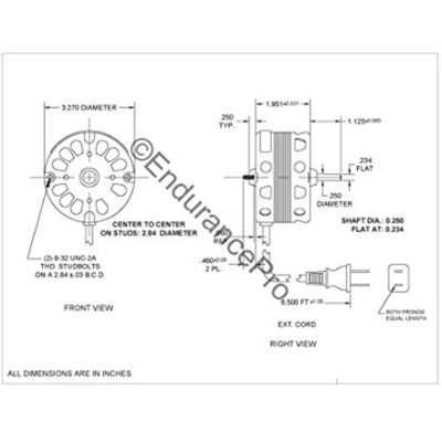 1-1/4" X 1/4" Shaft Bathroom Exhaust Fan Motor 1550 RPM For Emerson-Pryne Nutone