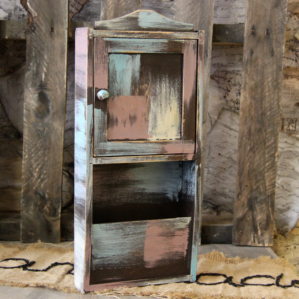 Vintage Schlüsselkasten Landhaus Shabby Retro Holz Schlüsselschrank Handarbeit