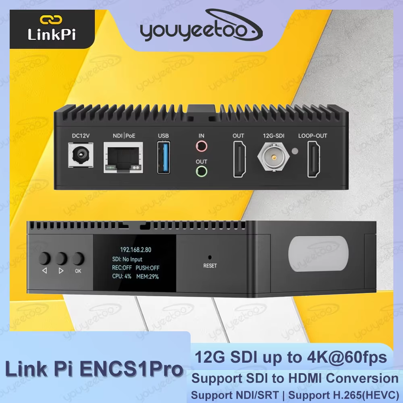 Link Pi ENCS1Pro 12G-SDI Video Codec 4K60 12G SDI Encoder H.265 Live Streaming B